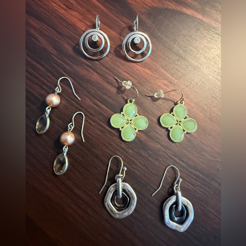 Four Pair Small Dangle Drop Earring Bundle Costume Boho Feminine